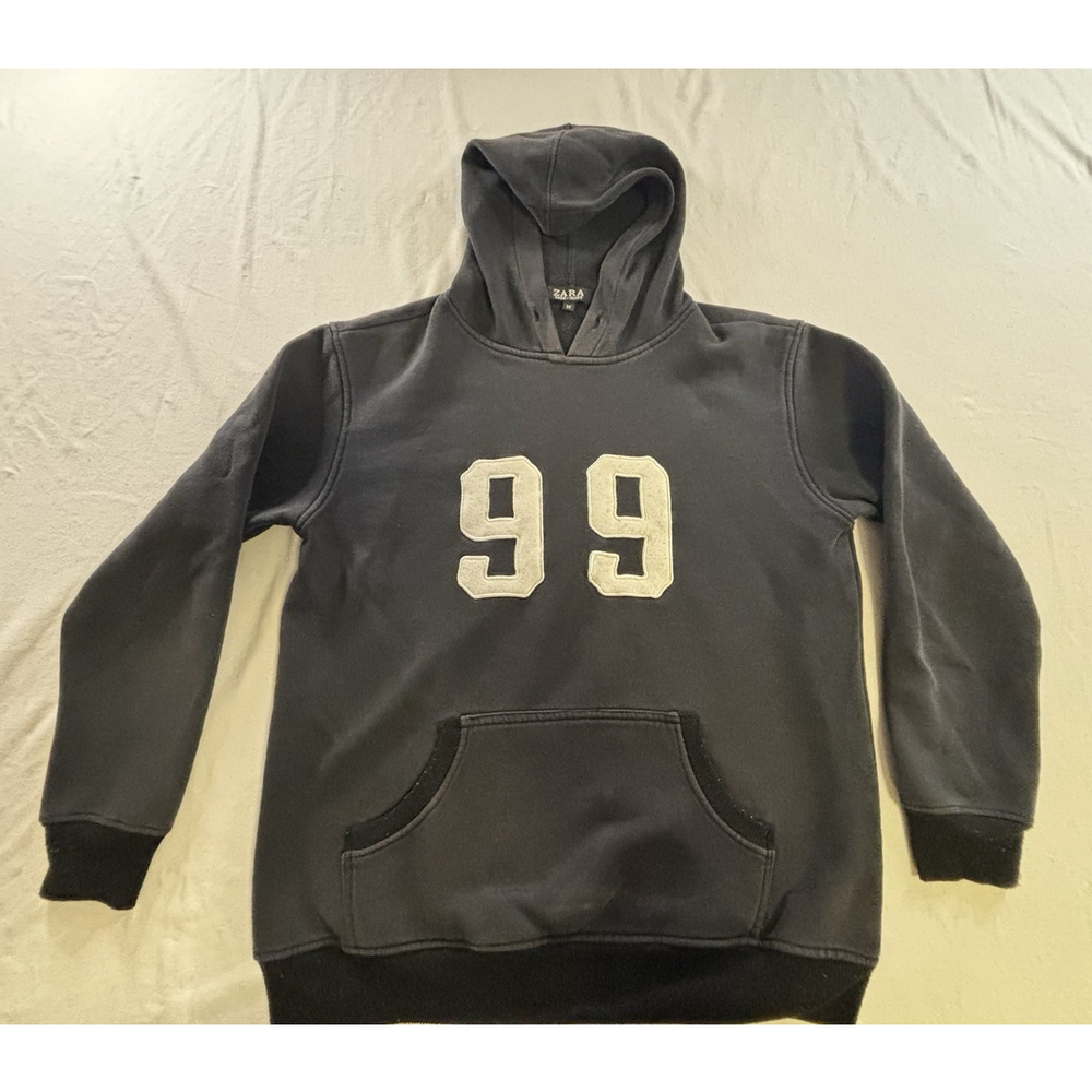 ZARA Men’s Hoodie Size M Black 99 Graphic Pullover Streetwear